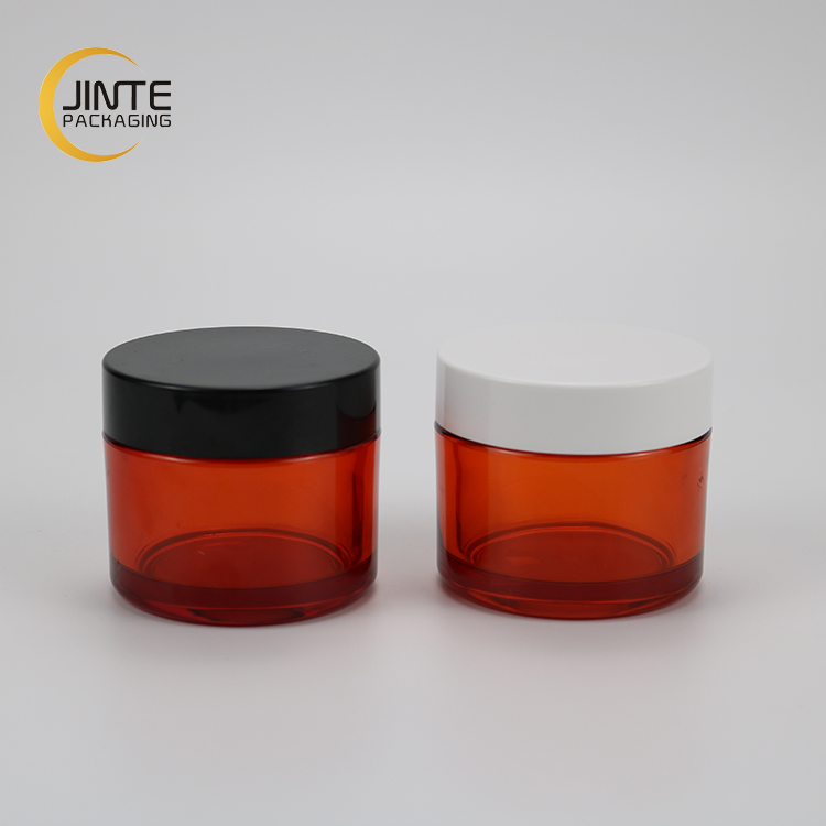 Clear purple color container 150g Food grade PETG pink cosmetic jar 100ml 50ml 200ml 250ml with white lid