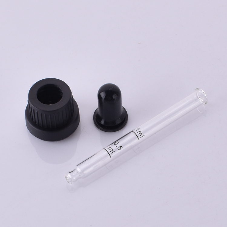 Clear round 18/410 15ml gold aluminum glass bottle dropper with calibration glass pipette