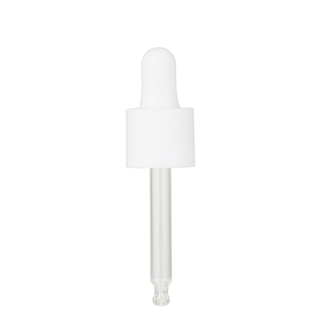 Clear round shape 20ml flat shoulder dropper glass bottle cylinder 1oz with dropper cap