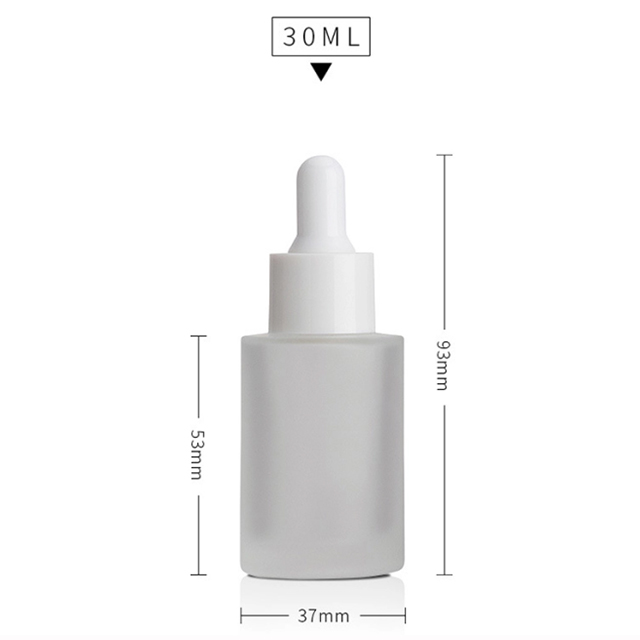 Clear round shape 20ml flat shoulder dropper glass bottle cylinder 1oz with dropper cap
