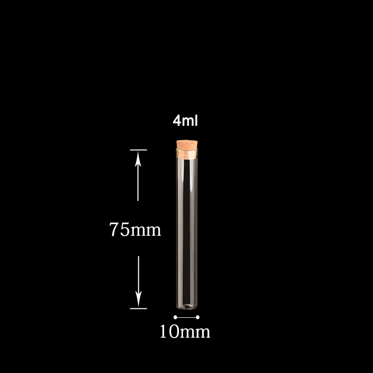 Clear small mini borosilicate glass test tube bottle vials with cork lid stopper for candy food storage