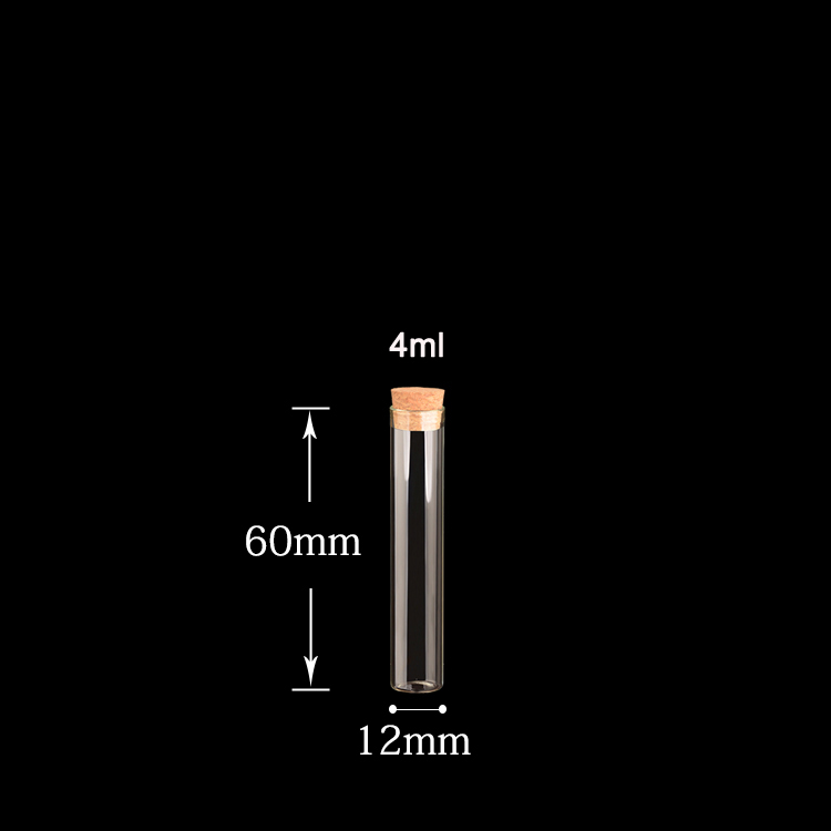 Clear small mini borosilicate glass test tube bottle vials with cork lid stopper for candy food storage