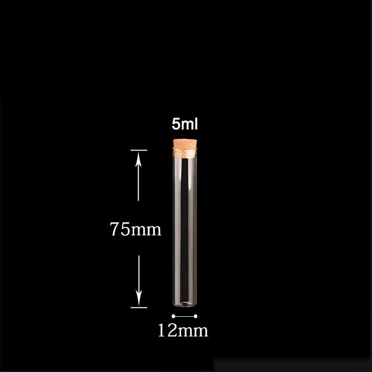 Clear small mini borosilicate glass test tube bottle vials with cork lid stopper for candy food storage