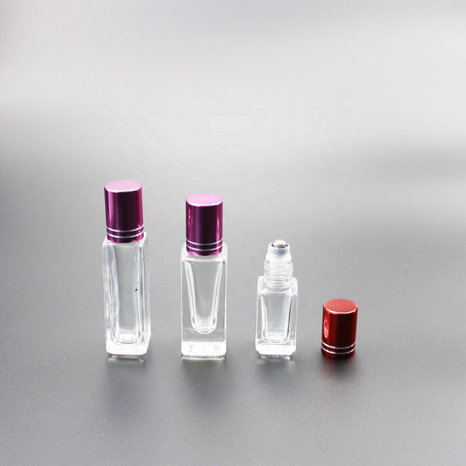 Clear square glass roll on bottle 3ml 5ml 8ml
