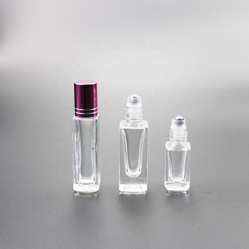 Clear square glass roll on bottle 3ml 5ml 8ml