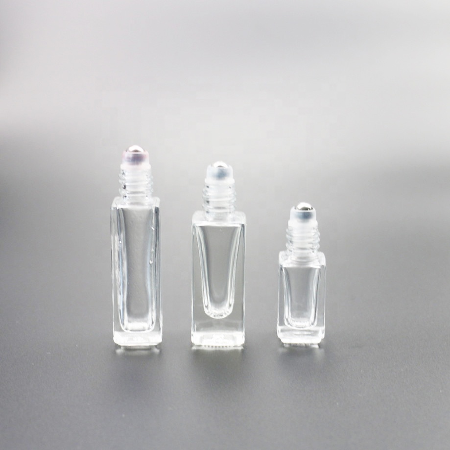 Clear square glass roll on bottle 3ml 5ml 8ml