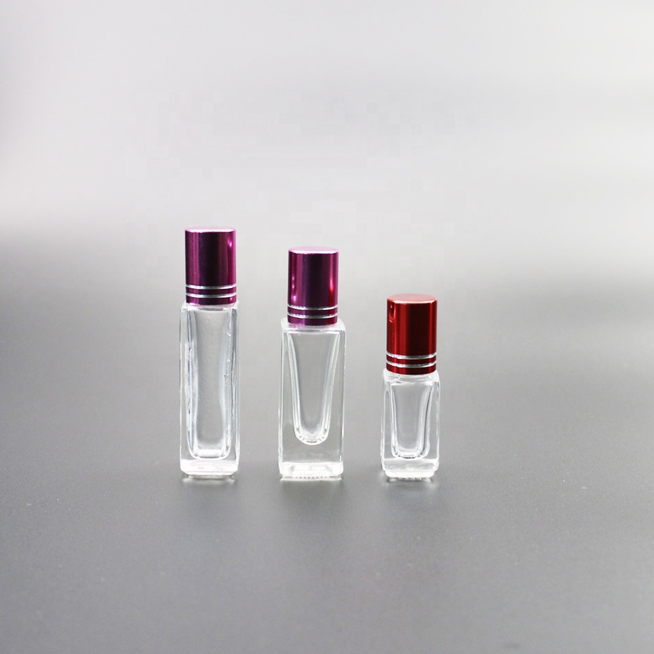 Clear square glass roll on bottle 3ml 5ml 8ml