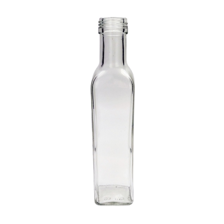 Clear square olive oil cooking oil glass bottle with cap 250ml 500ml 750ml 1000ml wholesale