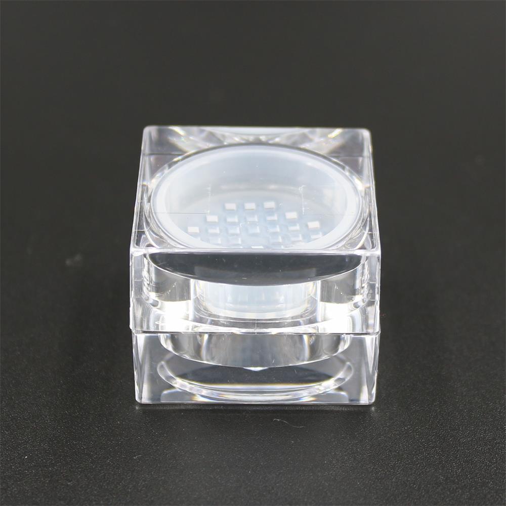 Clear square shape plastic cosmetics loose powder jar with sifter 5g