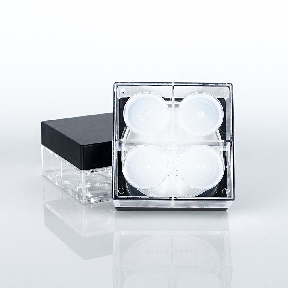 Clear square shape plastic loose powder jar 12g 16g cosmetic powder packaging jar