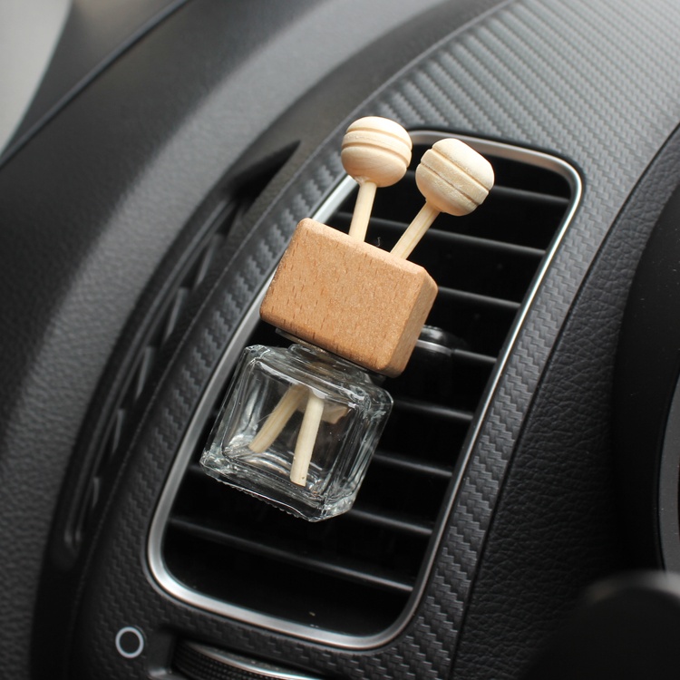 Clear square shaped 8ml glass perfume empty bottle car air scented diffuser glass bulk perfume bottle car fragrance