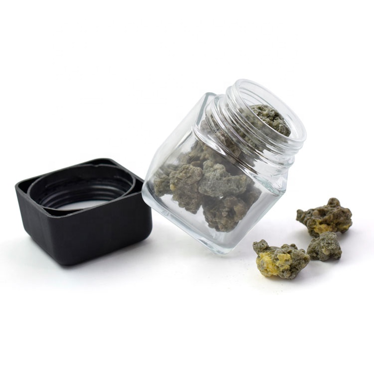 Clear square sharp Child Resistant Glass cosmetics concentrate jar