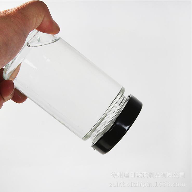 Clear straight side clear food container honey jam spice glass jar with metal lid