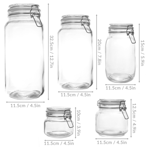 Clip Top Glass Storage Honey Glass Jar With Gasket Airtight Vintage 4oz 6oz 8oz 10oz 12oz 16oz