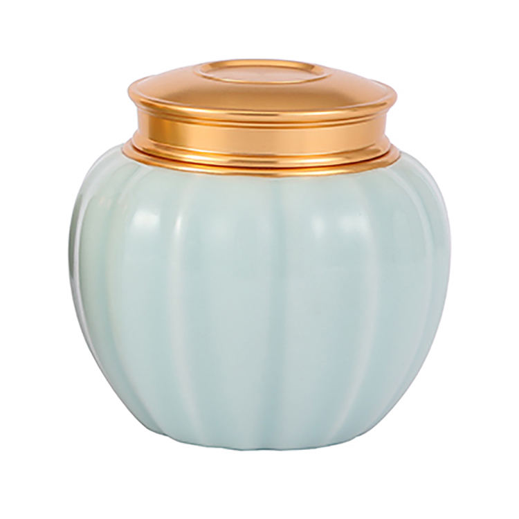 Close to the theme of environmental protection Blue custom color porcelain Aluminum alloy candy jar ceramic