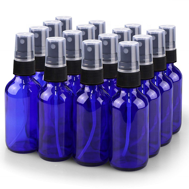 Cobalt Blue 1oz 2 oz Boston Round Glass Cosmetic Essential Oil Spray Bottle Dropper Bottles