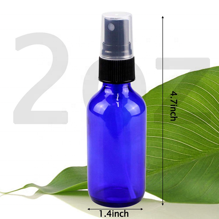 Cobalt Blue 1oz 2 oz Boston Round Glass Cosmetic Essential Oil Spray Bottle Dropper Bottles