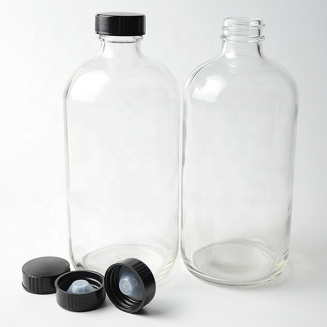 Cobalt Blue Boston Round 16oz Kombucha Glass Bottle with Silver Metal Cap for Juice