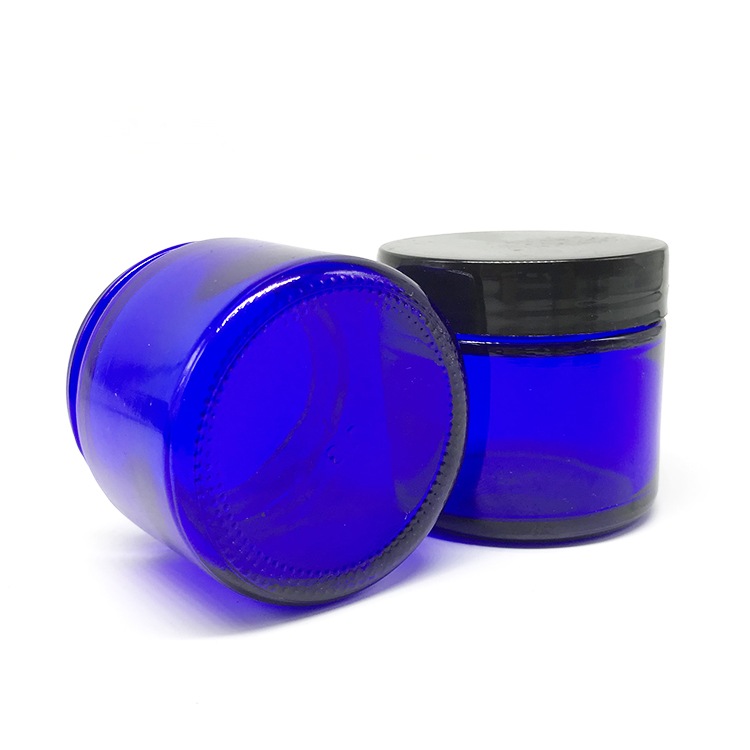 Cobalt Blue Coloured UV Glass Jar 4oz Cosmetic Glass Jar for Bath Salt