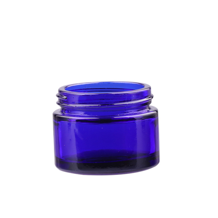 Cobalt Blue Glass 20G 30G 50G Face Cream Cosmetic Jars With Black Lid Wholesale