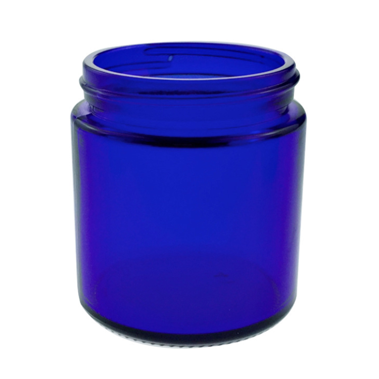 Cobalt Blue Glass 20G 30G 50G Face Cream Cosmetic Jars With Black Lid Wholesale