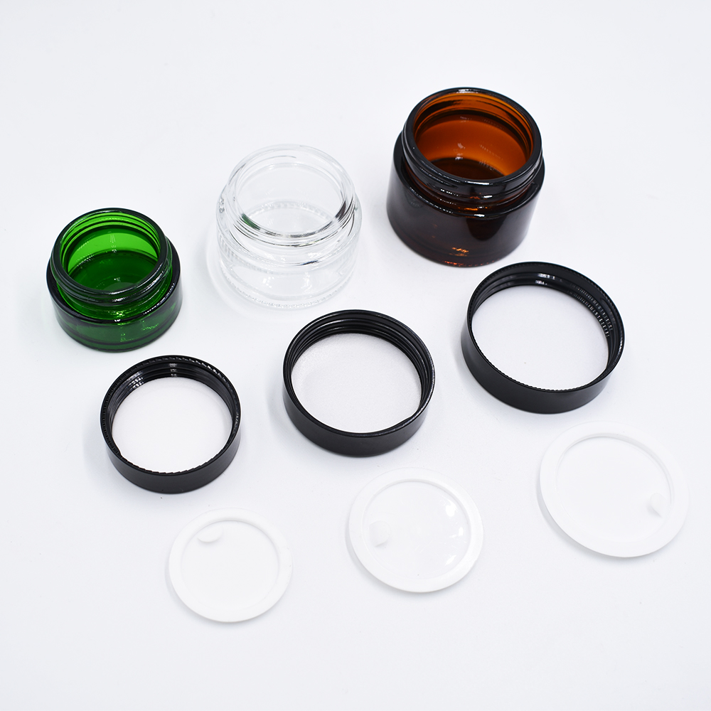Cobalt Blue glass 20g 30g 50g face cream cosmetic jars with black aluminium lid wholesale