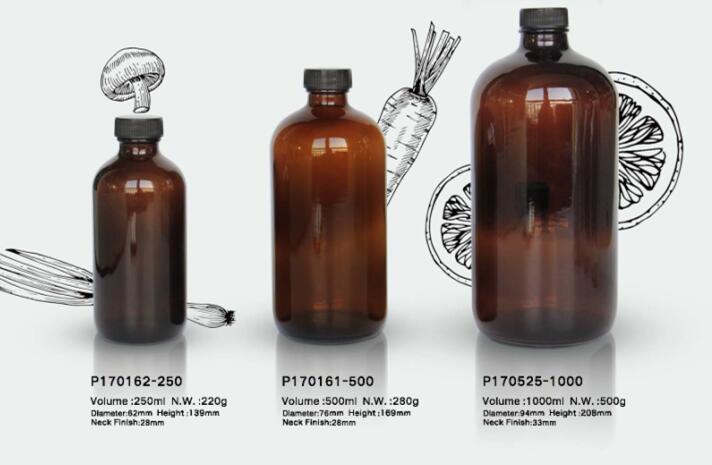 Cold Brew Coffee Bottle 16oz Amber Glass Round Bottle With Screw Cap Promotion