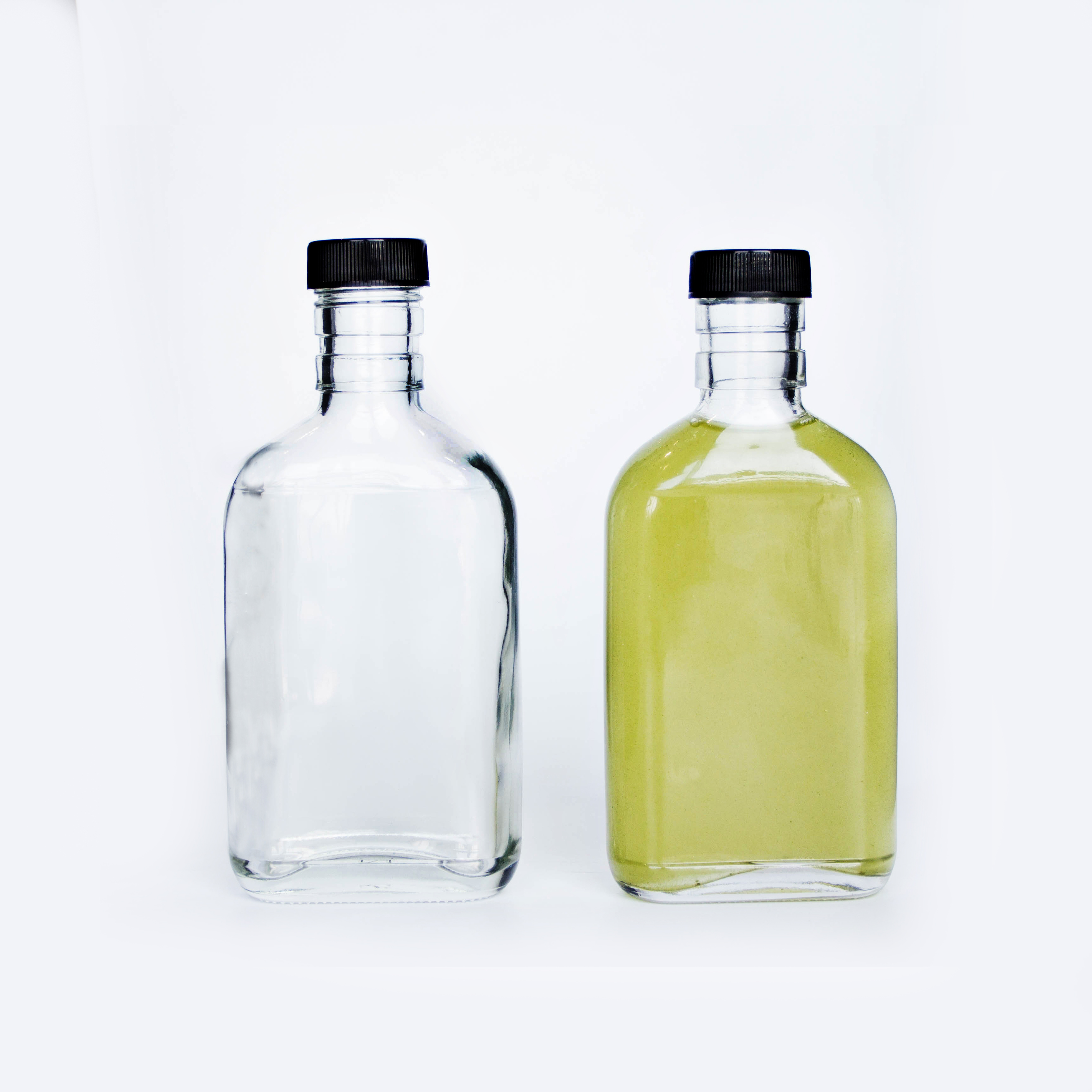Cold Pressed Drinking Glass Bottle 200ml Flat Square Glass Liquor Bottles With Aluminum Lid For Whisky Coffee