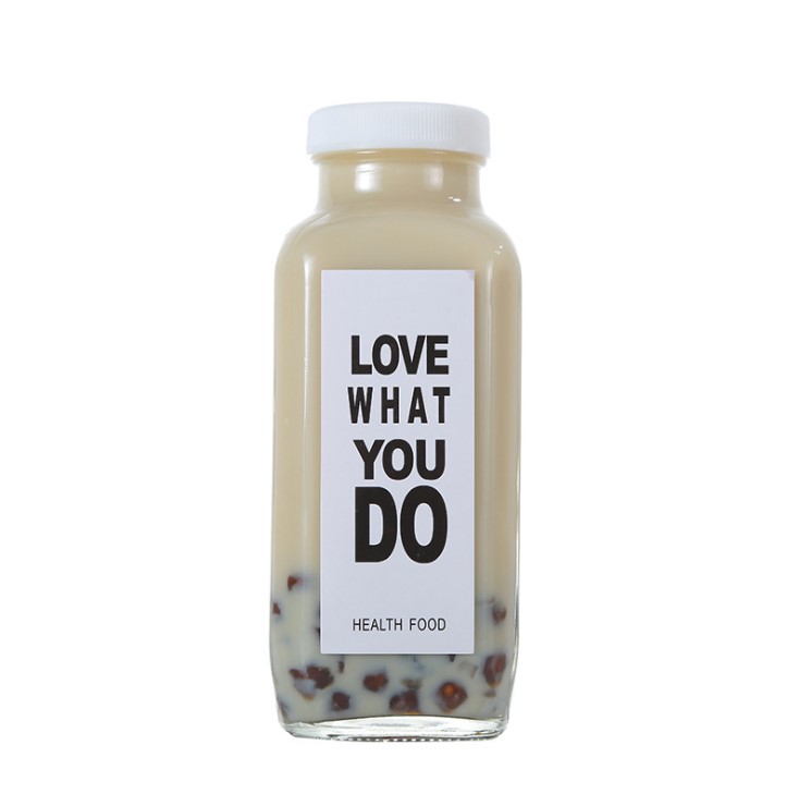 Cold Pressed Juice Bottle 250ml 300ml 500ml Clear Glass French Square Bottles With Plastic Screw Cap