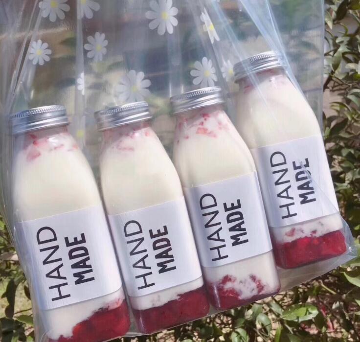 Cold Pressed Juice Bottle 250ml 350ml 500ml Clear Glass French Square Bottles With Plastic Screw Cap