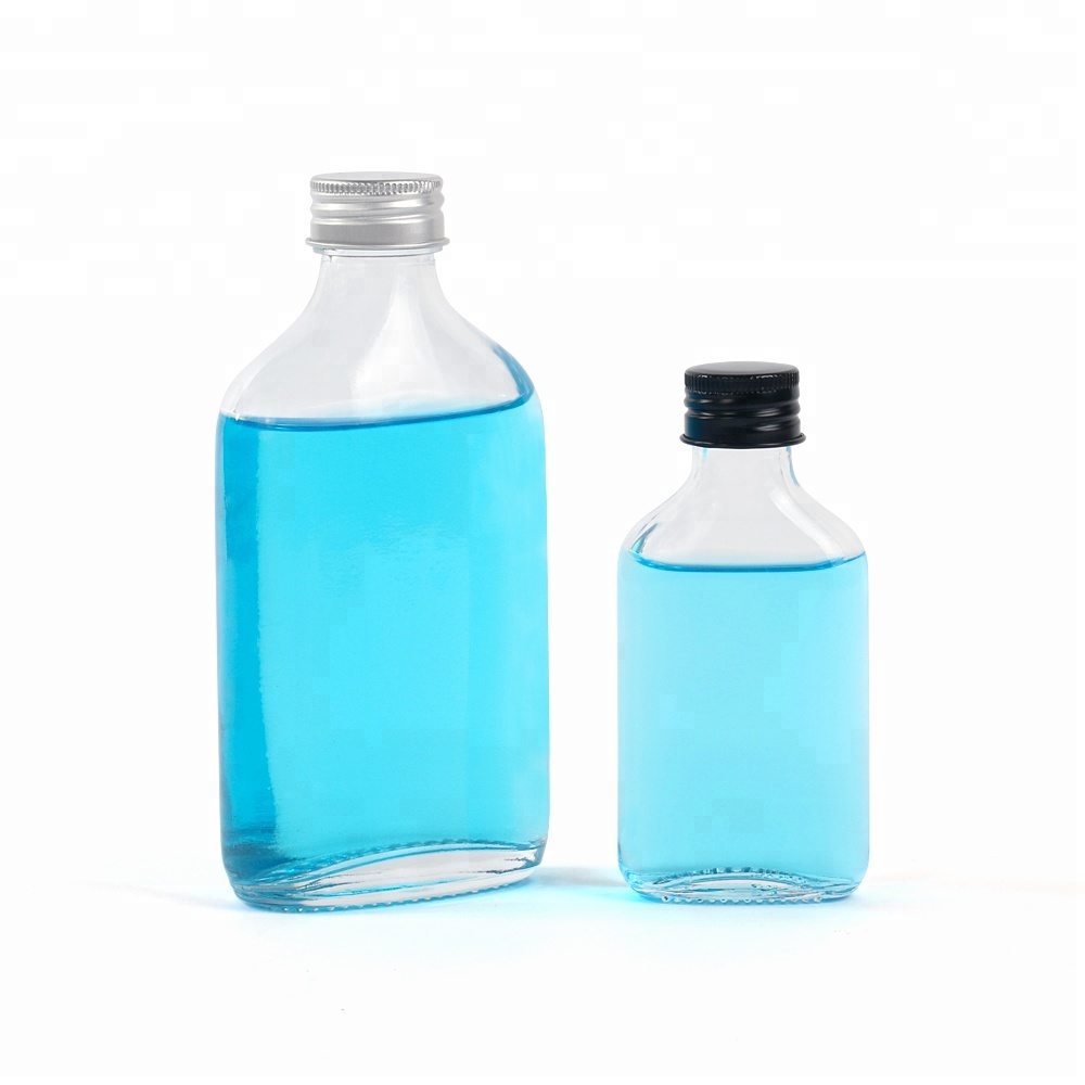 Cold brew coffee flat shape bottle 200ml glass bottle