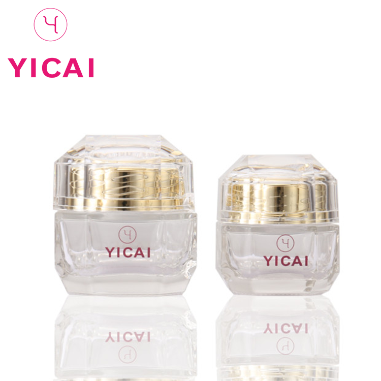 Cold cream jar square luxury cutting advanced appearance cosmetic glass cream jar for skin care