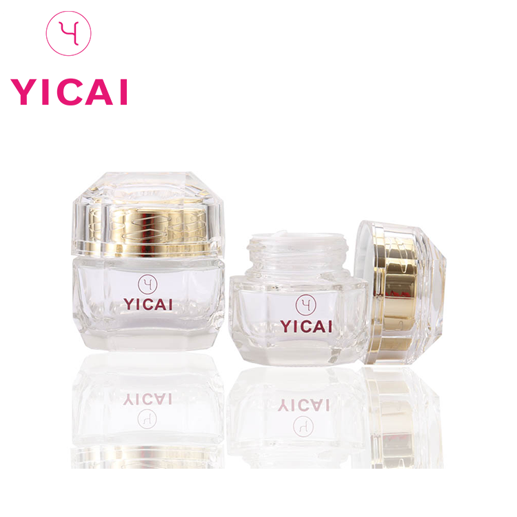 Cold cream jar square luxury cutting advanced appearance cosmetic glass cream jar for skin care