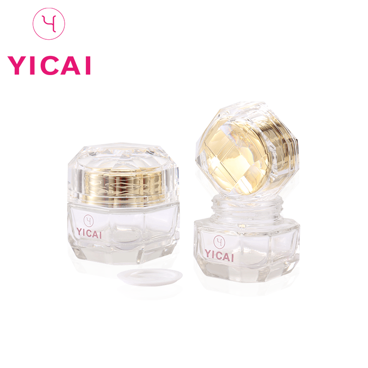 Cold cream jar square luxury cutting advanced appearance cosmetic glass cream jar for skin care