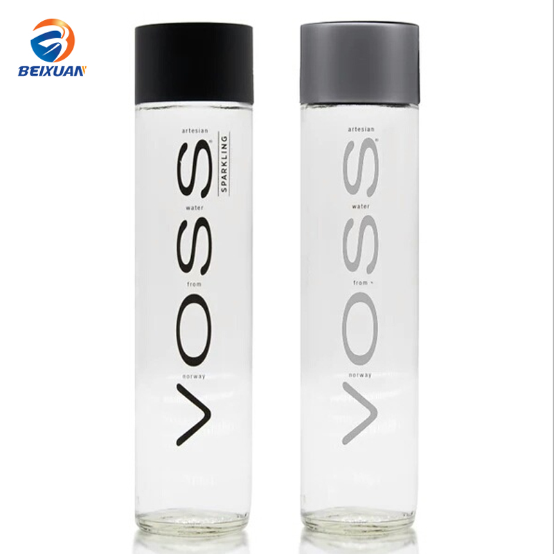 Cold press juice bottle Voss glass bottles mineral water bottle with cover