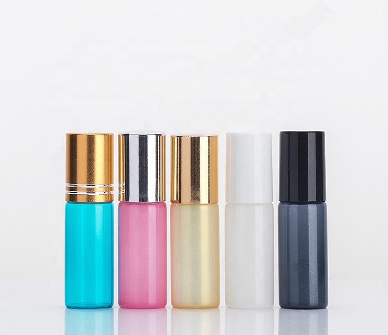 Collection Colorful 3ml 5 ml 10ml Stainless Steel Roller Balls matte Glass Roll on Bottles