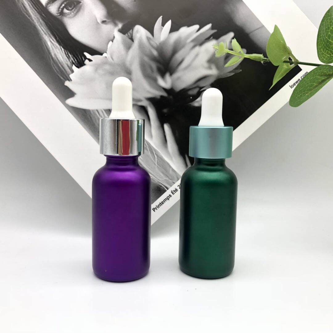 Color Coating For Glass Bottle Empty Matte With Dropper Cap