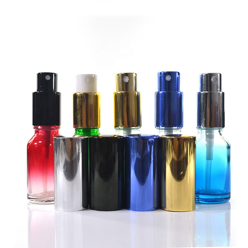 Color Option 5ml 10ml 15ml 20ml 30ml 50ml Gradient Black Amber Blue Clear Glass Dropper Bottle with Spray Pump Cover