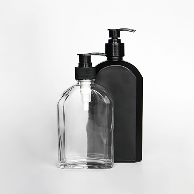 Color Painted Hand Soap Shampoo Glass Bottle With Metal Lotion Pump For Bathroom