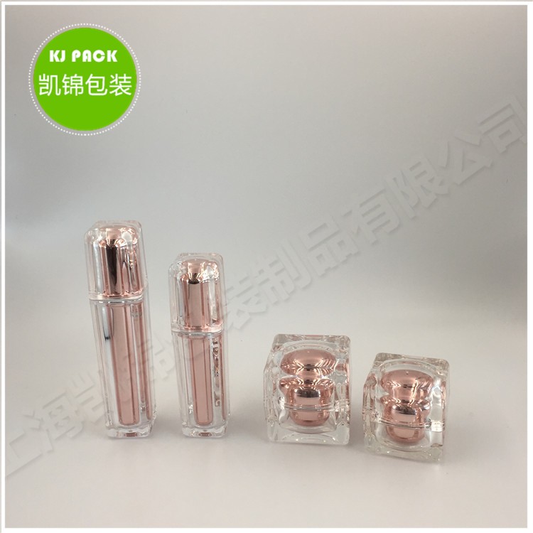 Color and printing customizable high quality round shape acrylic lotion bottle and cream jar custom cosmetic packaging