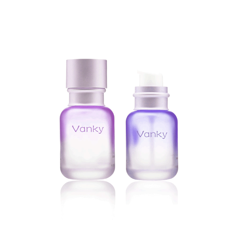 Color coated frosted glass lotion bottle with pump cosmetic packaging