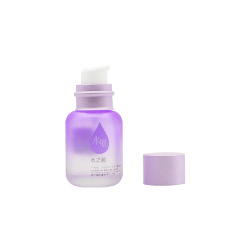 Color coated frosted glass lotion bottle with pump cosmetic packaging