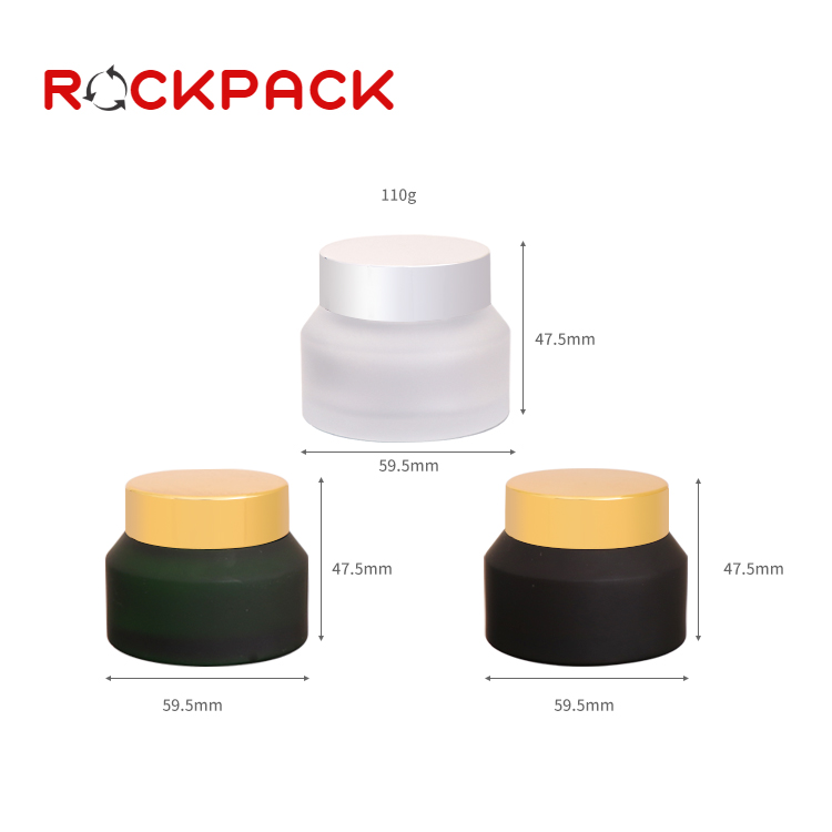 Color customized 50ml frosted cosmetic glass cream jar with lid