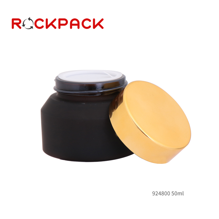 Color customized 50ml frosted cosmetic glass cream jar with lid