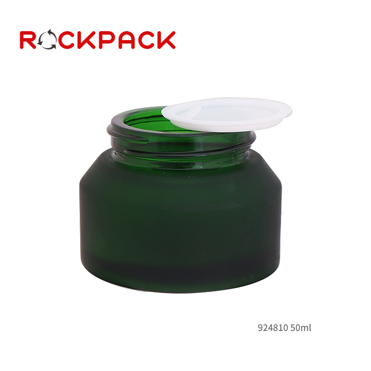 Color customized 50ml frosted cosmetic glass cream jar with lid
