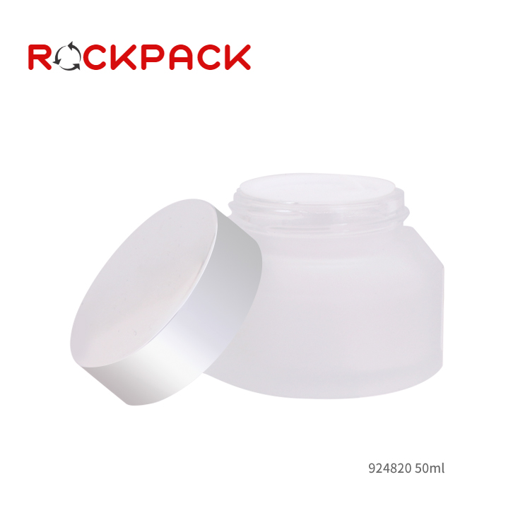 Color customized 50ml frosted cosmetic glass cream jar with lid