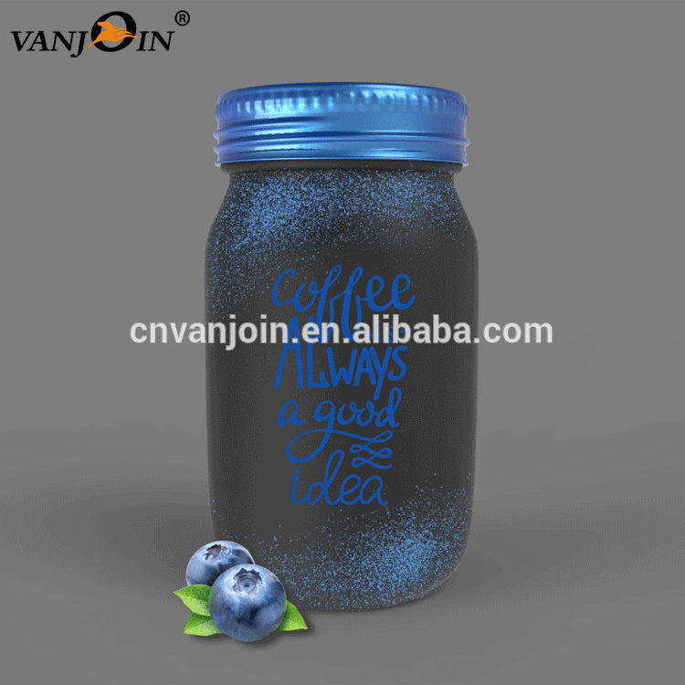 Colored Artwork Food Storage Glass Mason Jars With Lids