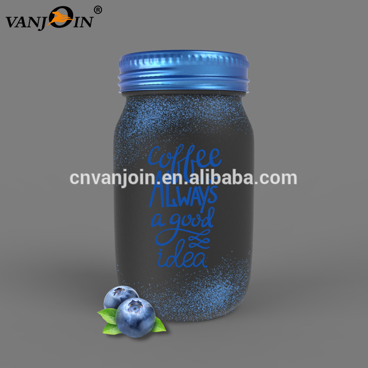 Colored Artwork Food Storage Glass Mason Jars With Lids