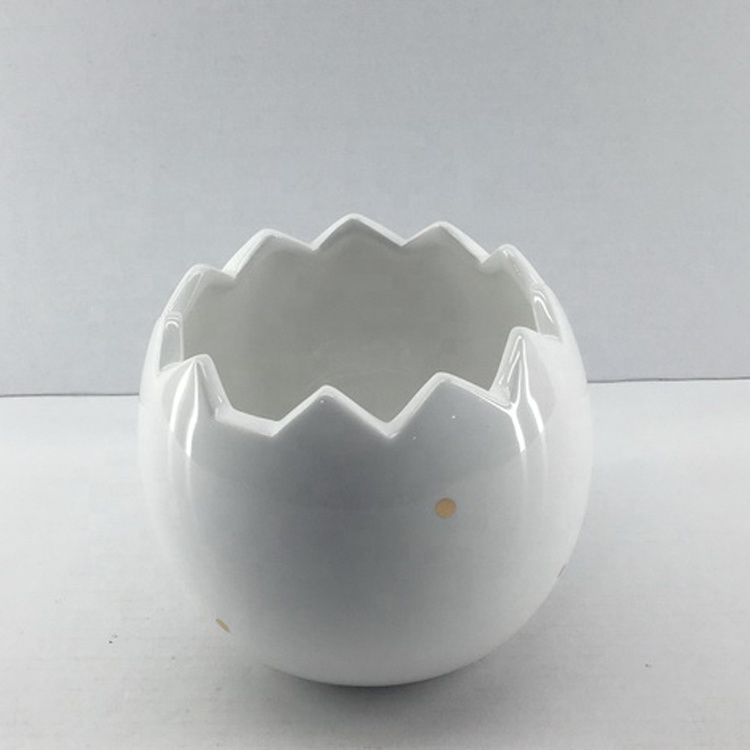 Colored Ceramic Egg shape Candy Jar Dolomite storage Canister With Rabbit Lid