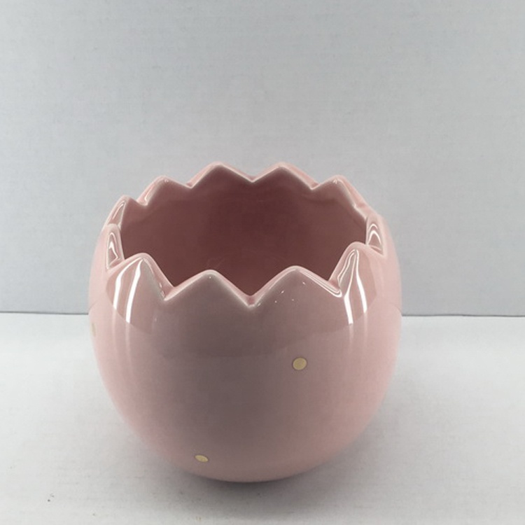 Colored Ceramic Egg shape Candy Jar Dolomite storage Canister With Rabbit Lid